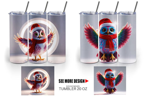 Tumbler Wrap Christmas Owl Sublimation artnoy 