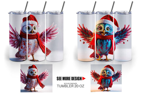 Tumbler Wrap Christmas Owl Sublimation artnoy 