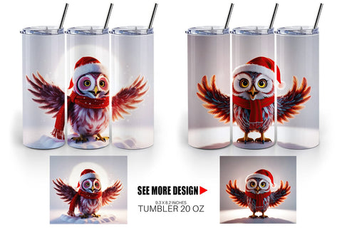 Tumbler Wrap Christmas Owl Sublimation artnoy 