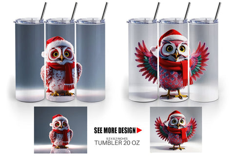 Tumbler Wrap Christmas Owl Sublimation artnoy 