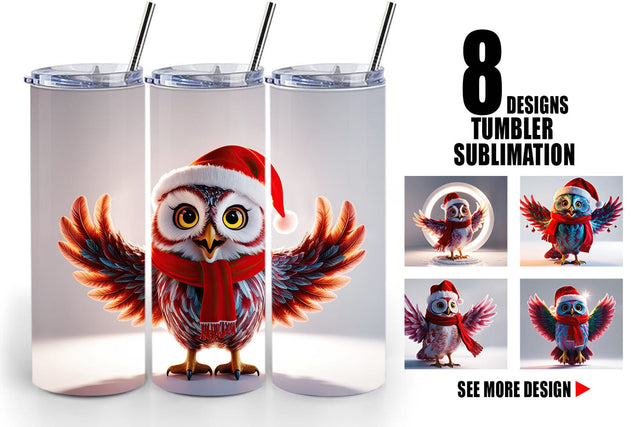 Tumbler Wrap Christmas Owl Sublimation artnoy 