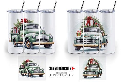 Tumbler Wrap Christmas Pickup Truck Sublimation artnoy 