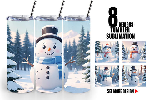 Tumbler Wrap Christmas Snowman Sublimation artnoy 
