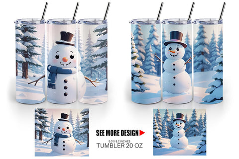 Tumbler Wrap Christmas Snowman Sublimation artnoy 