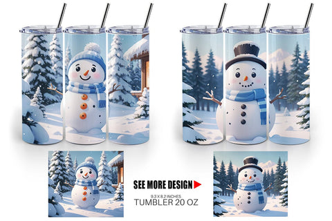 Tumbler Wrap Christmas Snowman Sublimation artnoy 