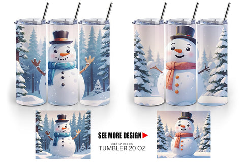Tumbler Wrap Christmas Snowman Sublimation artnoy 
