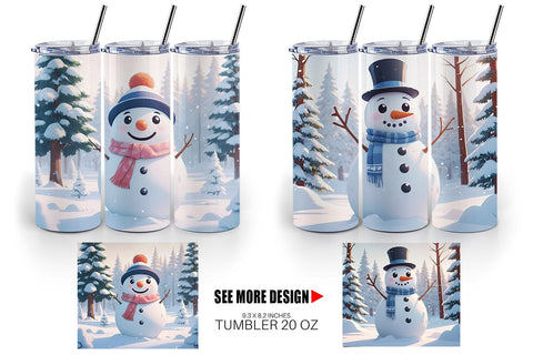 Tumbler Wrap Christmas Snowman Sublimation artnoy 