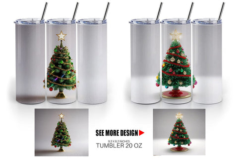Tumbler Wrap Christmas Tree Sublimation artnoy 