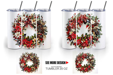 Tumbler Wrap Christmas Wreath Sublimation artnoy 