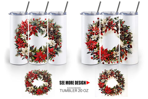 Tumbler Wrap Christmas Wreath Sublimation artnoy 