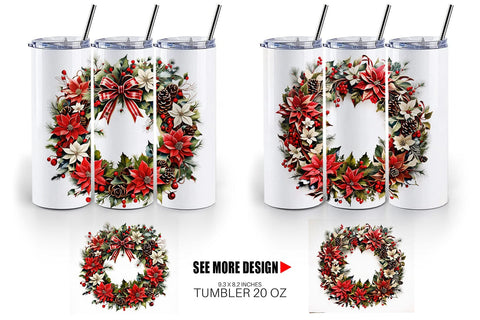 Tumbler Wrap Christmas Wreath Sublimation artnoy 