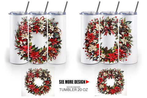 Tumbler Wrap Christmas Wreath Sublimation artnoy 
