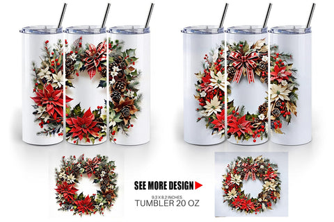 Tumbler Wrap Christmas Wreath Sublimation artnoy 