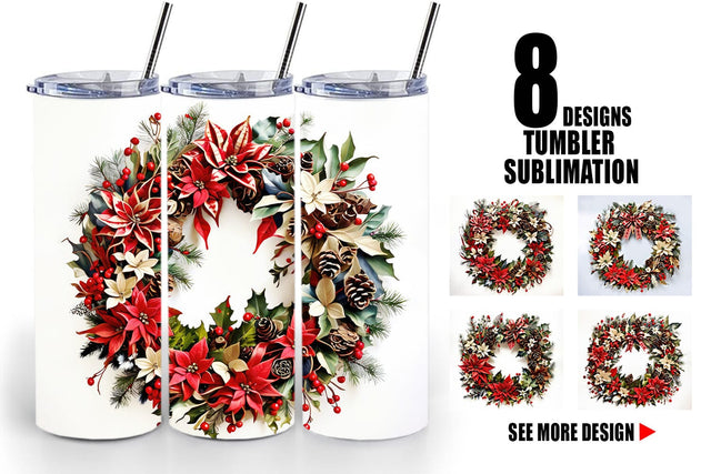 Tumbler Wrap Christmas Wreath Sublimation artnoy 