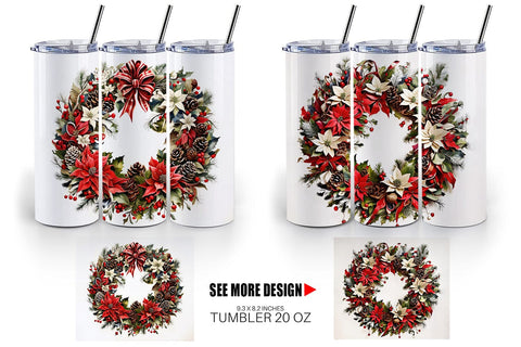Tumbler Wrap Christmas Wreath Sublimation artnoy 