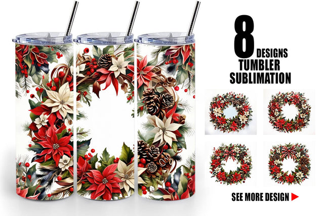 Tumbler Wrap Christmas Wreath Sublimation artnoy 