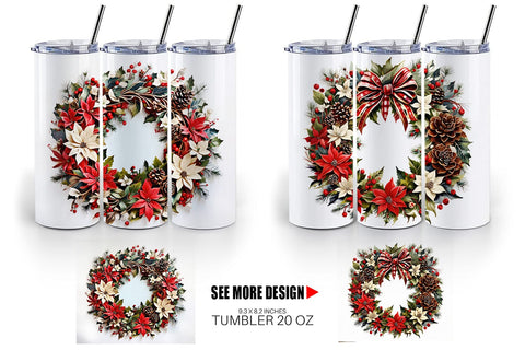 Tumbler Wrap Christmas Wreath Sublimation artnoy 