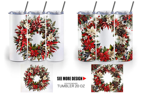 Tumbler Wrap Christmas Wreath Sublimation artnoy 