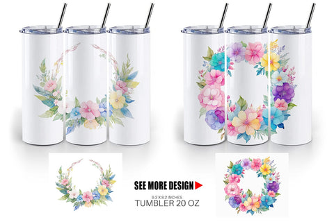 Tumbler Wrap Circular Floral Wreath Sublimation artnoy 