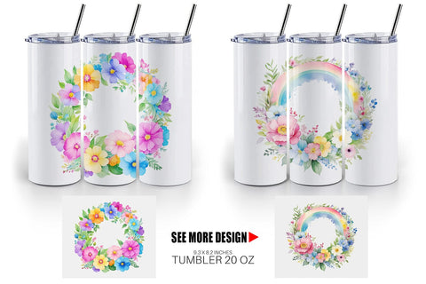 Tumbler Wrap Circular Floral Wreath Sublimation artnoy 