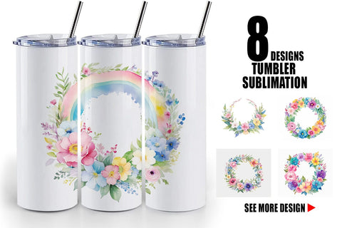 Tumbler Wrap Circular Floral Wreath Sublimation artnoy 
