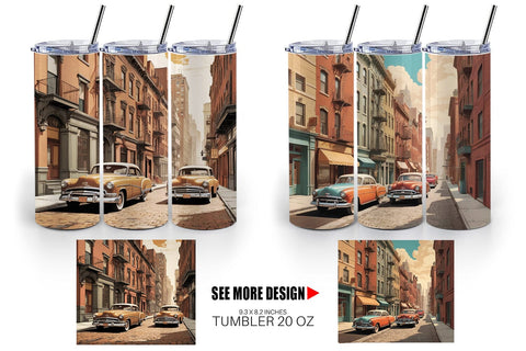 Tumbler Wrap Classic Car Sublimation artnoy 