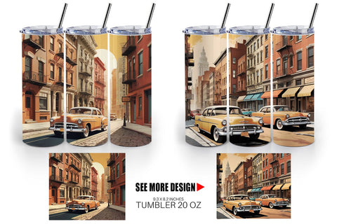 Tumbler Wrap Classic Car Sublimation artnoy 