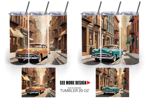 Tumbler Wrap Classic Car Sublimation artnoy 