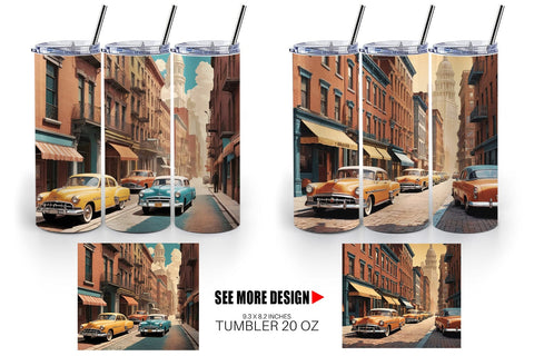 Tumbler Wrap Classic Car Sublimation artnoy 