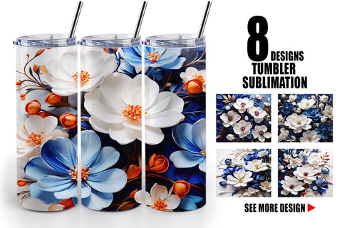 Tumbler Wrap Cobalt Flower Sublimation artnoy 