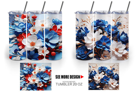 Tumbler Wrap Cobalt Flower Sublimation artnoy 