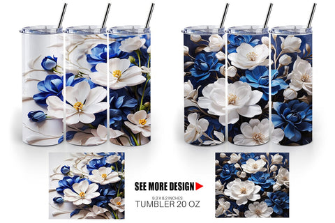 Tumbler Wrap Cobalt Flower Sublimation artnoy 