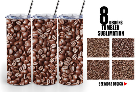 Tumbler Wrap Coffee Beans Pattern Sublimation artnoy 