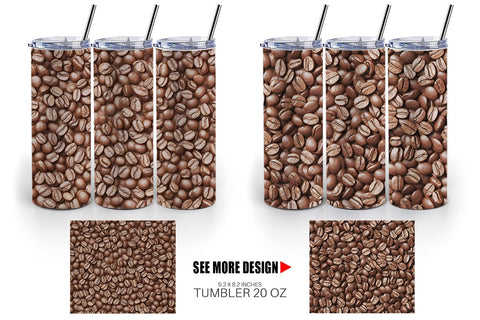 Tumbler Wrap Coffee Beans Pattern Sublimation artnoy 