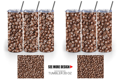 Tumbler Wrap Coffee Beans Pattern Sublimation artnoy 