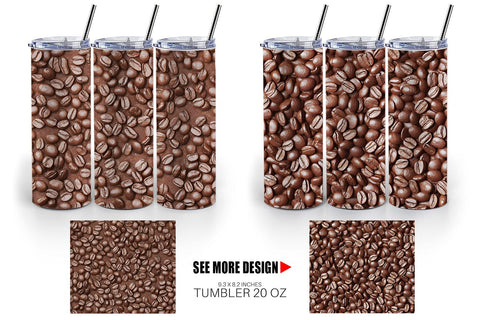 Tumbler Wrap Coffee Beans Pattern Sublimation artnoy 