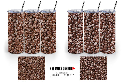 Tumbler Wrap Coffee Beans Pattern Sublimation artnoy 