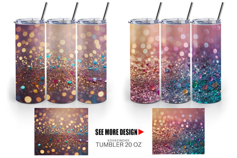 Tumbler Wrap Colorful Glitter Bokeh Sublimation artnoy 