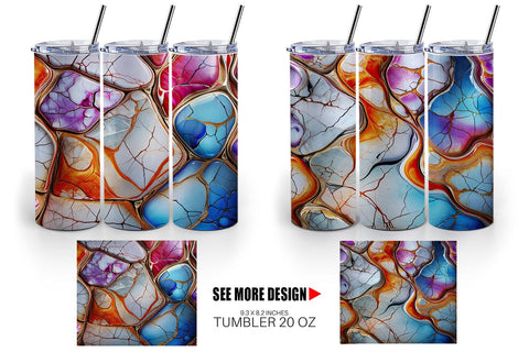 Tumbler Wrap Colorful Liquid Marble Sublimation artnoy 