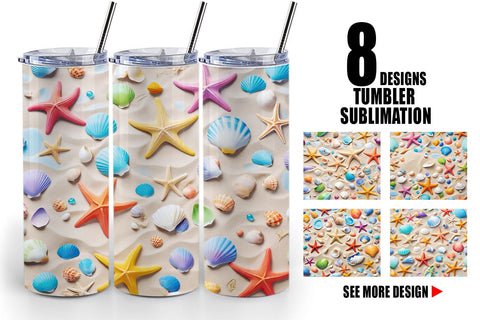 Tumbler Wrap Colorful Seashells Sublimation artnoy 