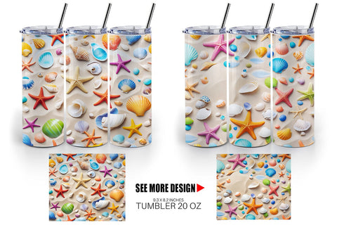Tumbler Wrap Colorful Seashells Sublimation artnoy 