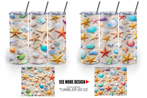 Tumbler Wrap Colorful Seashells Sublimation artnoy 