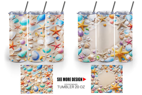Tumbler Wrap Colorful Seashells Sublimation artnoy 