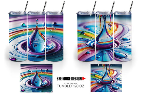Tumbler Wrap Colorful Water Drops Sublimation artnoy 