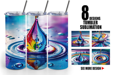 Tumbler Wrap Colorful Water Drops Sublimation artnoy 
