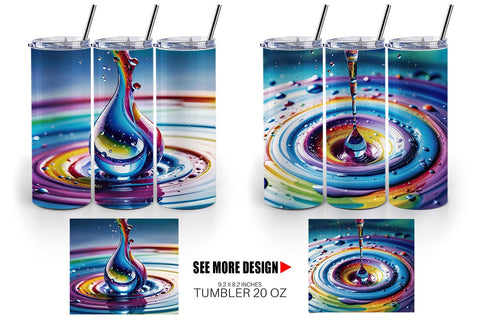 Tumbler Wrap Colorful Water Drops Sublimation artnoy 