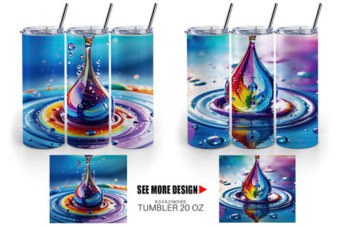 Tumbler Wrap Colorful Water Drops Sublimation artnoy 