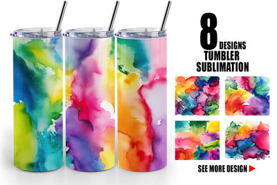 Tumbler Wrap Colorful Watercolor Sublimation artnoy 