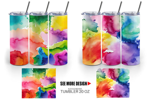 Tumbler Wrap Colorful Watercolor Sublimation artnoy 
