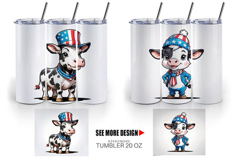 Tumbler Wrap Cow 4th of July Sublimation artnoy 